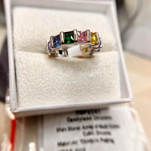 Bomb Party "Candyland Unicorn" Array of Multicolor Cubic Zirconia + Rhodium Plat - Picture 3 of 5